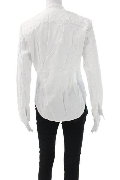 NSF Women White Cotton Collared Blouse Long Sleeve Basic Size S