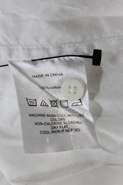 NSF Women White Cotton Collared Blouse Long Sleeve Basic Size S