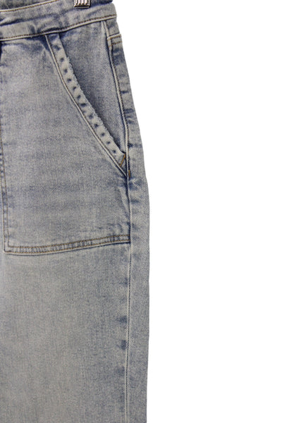 Sanctuary Womens Cropped Cargo Jeans Blue High Rise Button Cotton Size 26