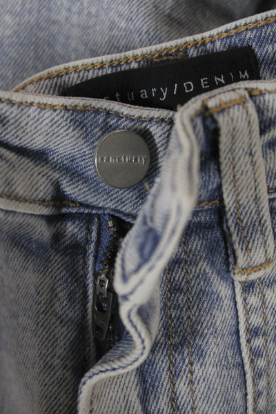 Sanctuary Womens Cropped Cargo Jeans Blue High Rise Button Cotton Size 26