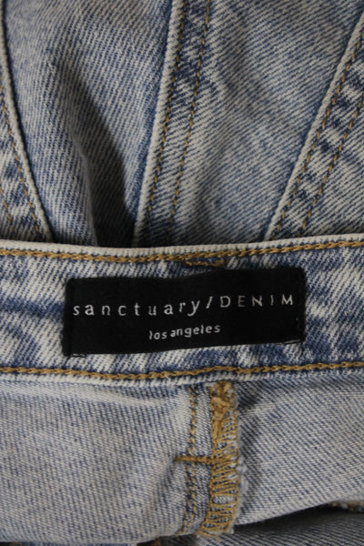 Sanctuary Womens Cropped Cargo Jeans Blue High Rise Button Cotton Size 26