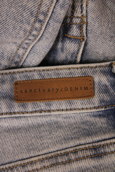 Sanctuary Womens Cropped Cargo Jeans Blue High Rise Button Cotton Size 26