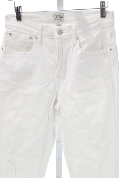 J Crew Womens Straight White High Rise Cotton Jeans Size 26
