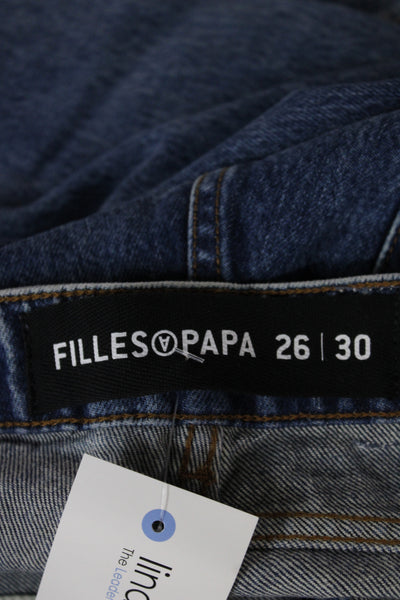 Filles A Papa Women Straight Blue High Rise Cotton Jeans Size 26