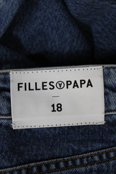 Filles A Papa Women Straight Blue High Rise Cotton Jeans Size 26