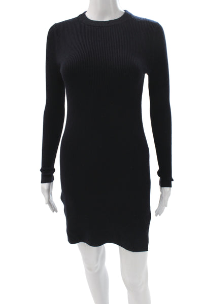 Demylee Women Black Sweater Dress Wool Crew Neck Long Sleeve Pullover Size XS