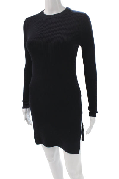 Demylee Women Black Sweater Dress Wool Crew Neck Long Sleeve Pullover Size XS