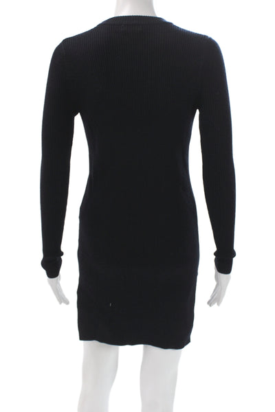 Demylee Women Black Sweater Dress Wool Crew Neck Long Sleeve Pullover Size XS