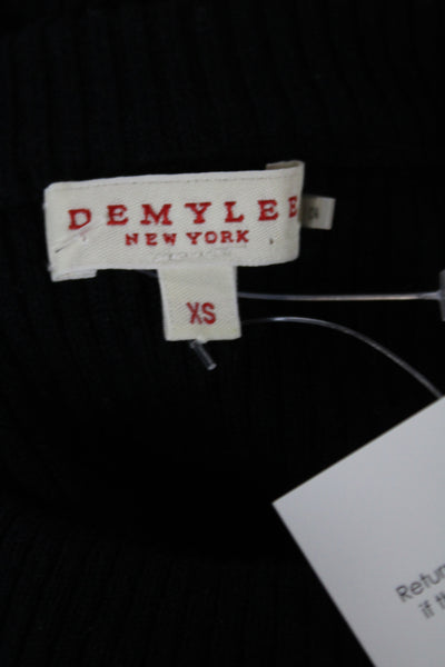 Demylee Women Black Sweater Dress Wool Crew Neck Long Sleeve Pullover Size XS
