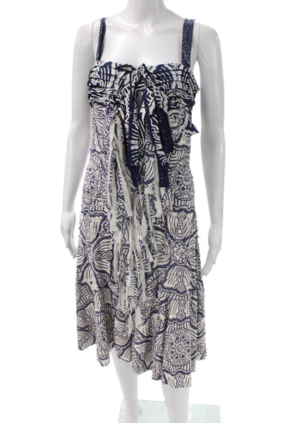 Oscar de la Renta Womens Silk Batik Sundress Blue Size 6