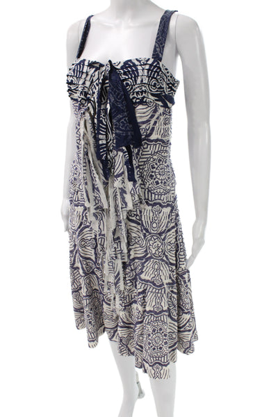 Oscar de la Renta Womens Silk Batik Sundress Blue Size 6