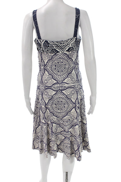 Oscar de la Renta Womens Silk Batik Sundress Blue Size 6