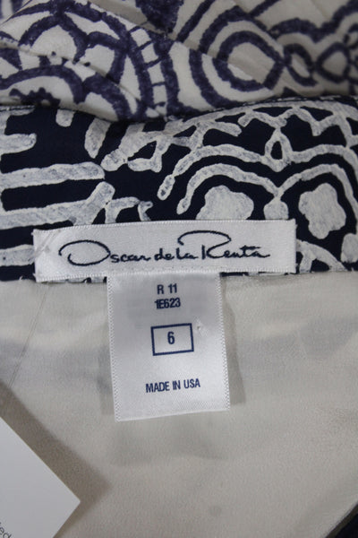 Oscar de la Renta Womens Silk Batik Sundress Blue Size 6