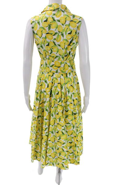 Michael Kors Collection Womens Yellow Floral Shirt Dress Sleeveless Size 8
