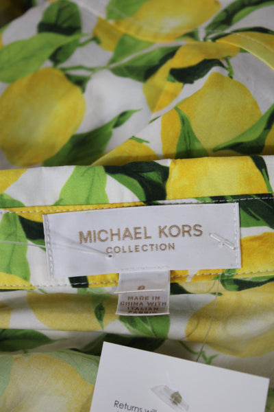 Michael Kors Collection Womens Yellow Floral Shirt Dress Sleeveless Size 8