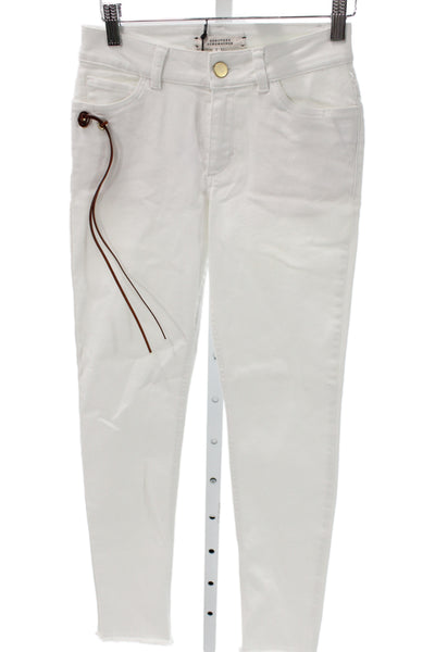 Dorothee Schumacher Womens Skinny Jeans White Button Mid Rise Cotton Size 1