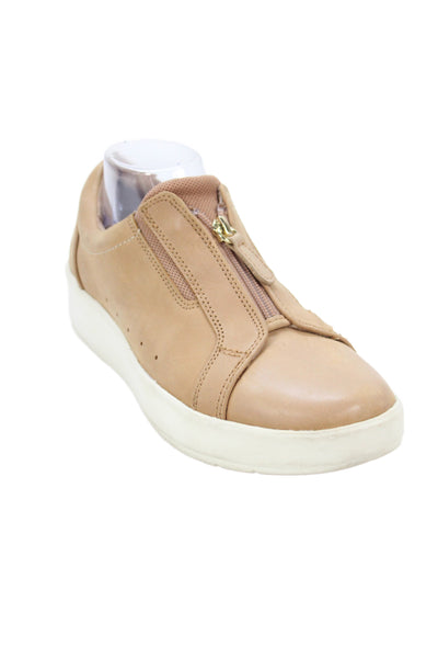 Clarks Womens Leather Zip Up Fashion Sneaker Brown Size 10