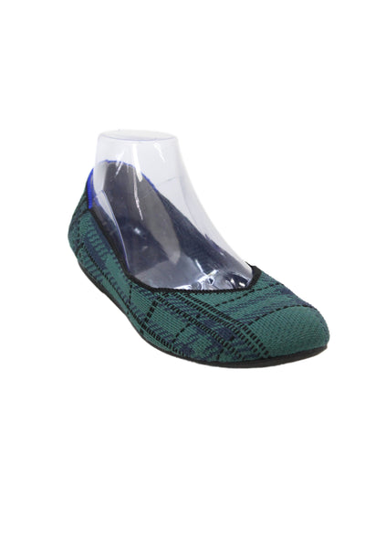Rothys Womens Canvas Striped Speckled Pattern Flats Green Size 10