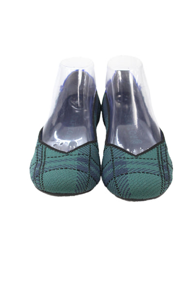Rothys Womens Canvas Striped Speckled Pattern Flats Green Size 10