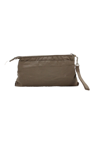 Baggallini Womens Nylon Multi Zipper Compartment Crossbody Handbag Green Brown