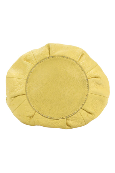 The Sak Womens Leather Button Closure Bucket Handbag Mustard Yellow