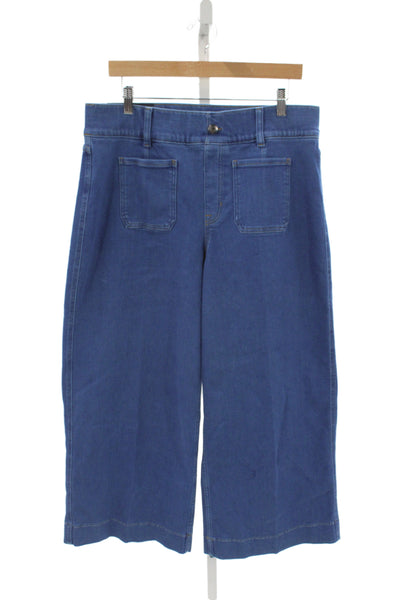 Spanx Womens Cropped Jeans Blue Cotton Mid Rise Inseam 26 Size 1X