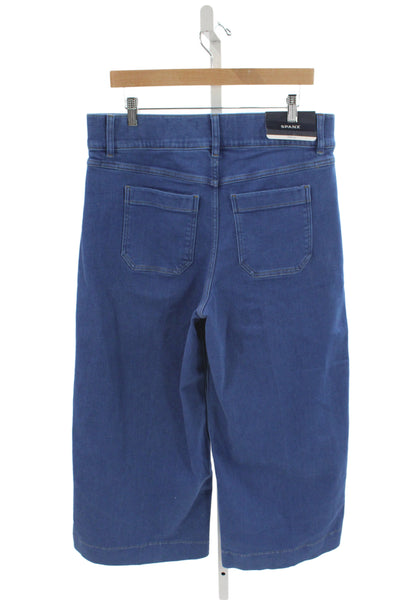 Spanx Womens Cropped Jeans Blue Cotton Mid Rise Inseam 26 Size 1X