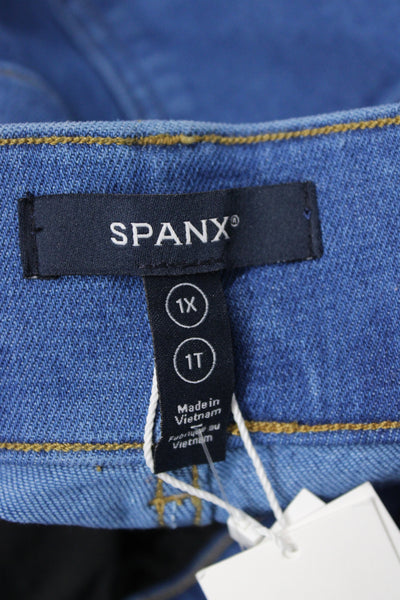 Spanx Womens Cropped Jeans Blue Cotton Mid Rise Inseam 26 Size 1X