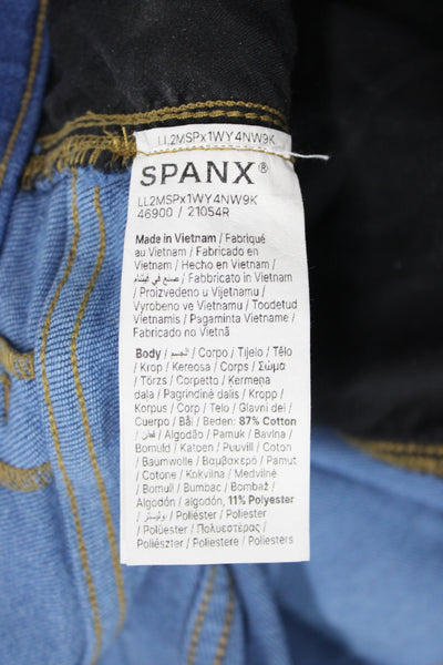 Spanx Womens Cropped Jeans Blue Cotton Mid Rise Inseam 26 Size 1X