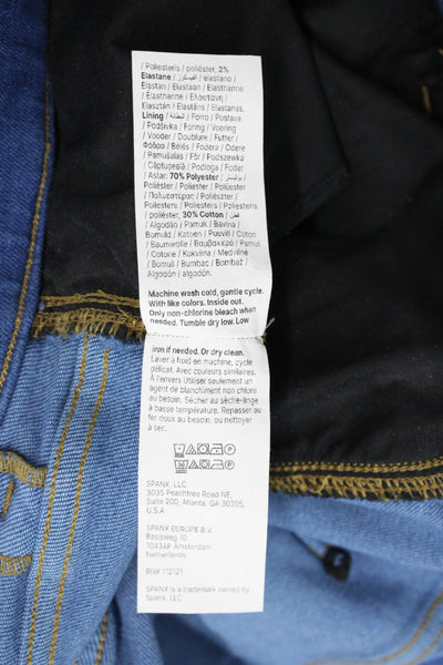 Spanx Womens Cropped Jeans Blue Cotton Mid Rise Inseam 26 Size 1X