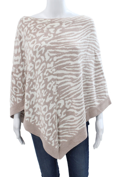 Barefoot Dreams® Women Cape Sweater Animal Print Beige Boat Neck Size One Size