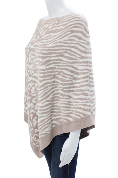 Barefoot Dreams® Women Cape Sweater Animal Print Beige Boat Neck Size One Size