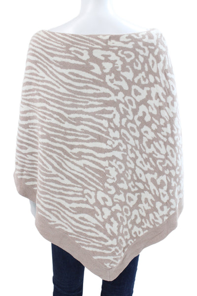 Barefoot Dreams® Women Cape Sweater Animal Print Beige Boat Neck Size One Size