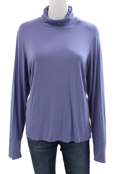 Eileen Fisher Womens Jersey Turtleneck T-Shirt Long Sleeve Purple Size XL