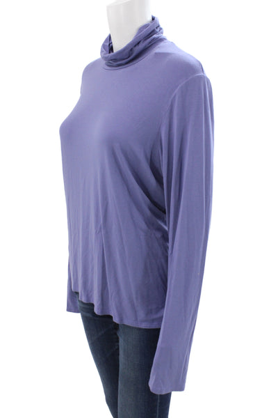 Eileen Fisher Womens Jersey Turtleneck T-Shirt Long Sleeve Purple Size XL