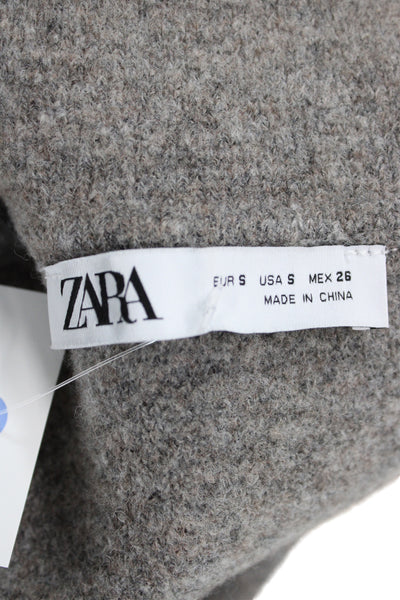 Zara Women Kimono Jacket Gray Long Sleeve Button Polyamide Size S
