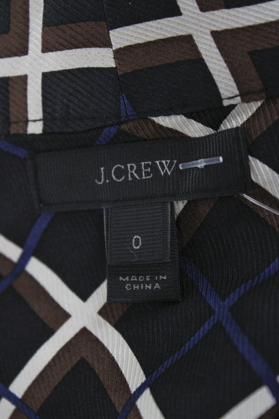 J Crew Womens Silk Plaid V-Neck Sleeveless Tunic Blouse Black Size 0
