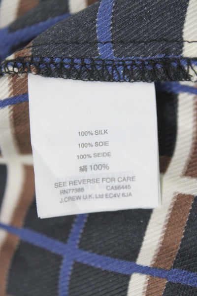 J Crew Womens Silk Plaid V-Neck Sleeveless Tunic Blouse Black Size 0