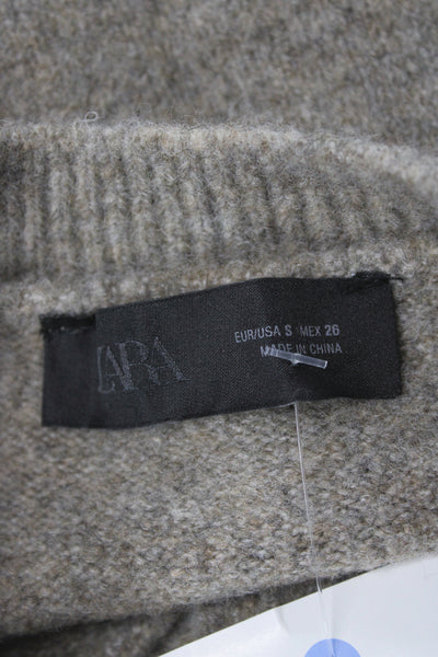 Zara Womens Gray Cardigan Sweater Round Neck Long Sleeve Size S