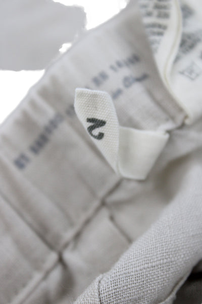 G1 Basic Goods Women Cropped Linen Pants Beige Button Closure Size 2