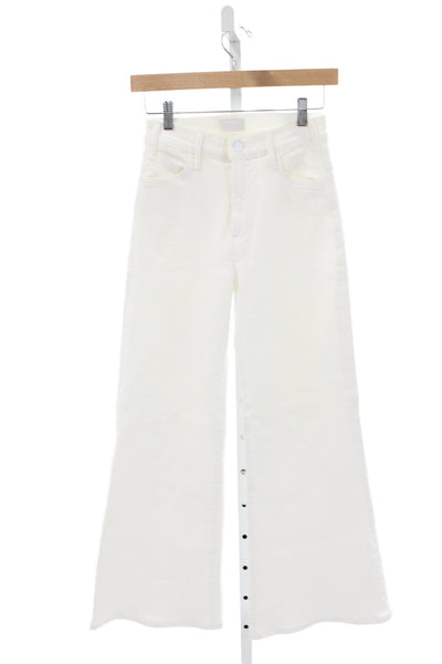 Mother Womens Flared Jeans White High Rise Cotton Button Size 24