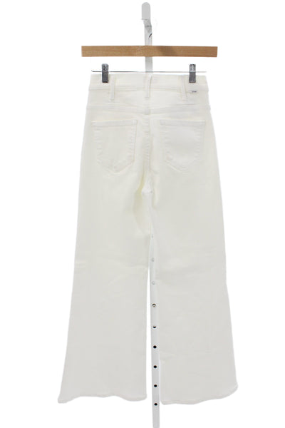 Mother Womens Flared Jeans White High Rise Cotton Button Size 24