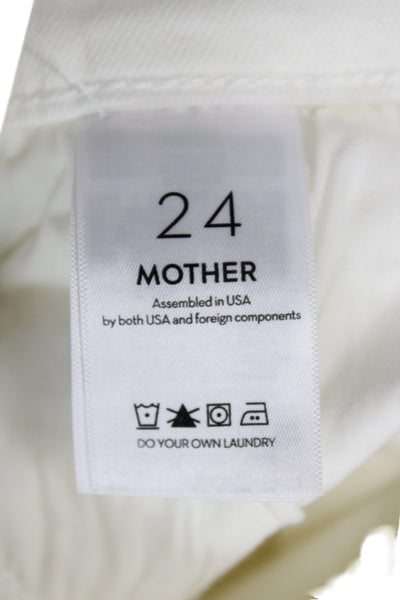 Mother Womens Flared Jeans White High Rise Cotton Button Size 24