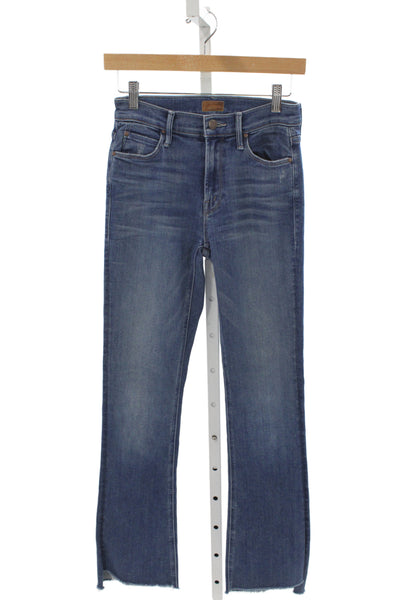 Mother Womens Cropped Blue High Rise Jeans Button Fly 30in Size 25