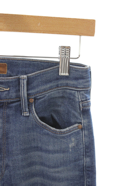 Mother Womens Cropped Blue High Rise Jeans Button Fly 30in Size 25