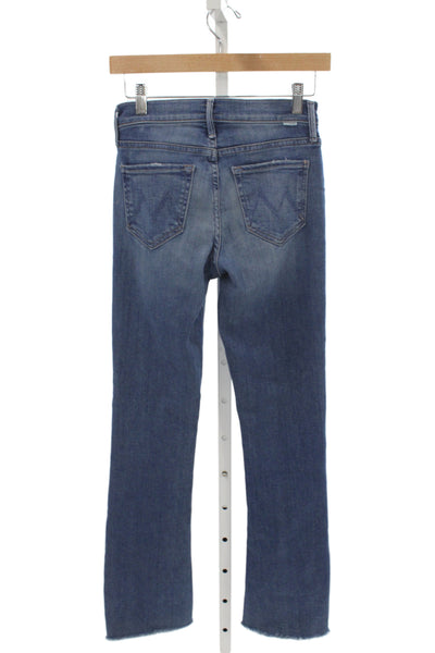 Mother Womens Cropped Blue High Rise Jeans Button Fly 30in Size 25