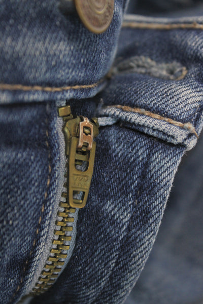 Mother Womens Cropped Blue High Rise Jeans Button Fly 30in Size 25