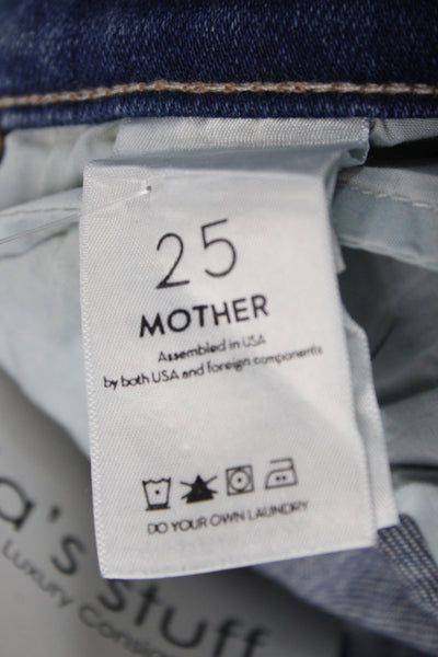 Mother Womens Cropped Blue High Rise Jeans Button Fly 30in Size 25