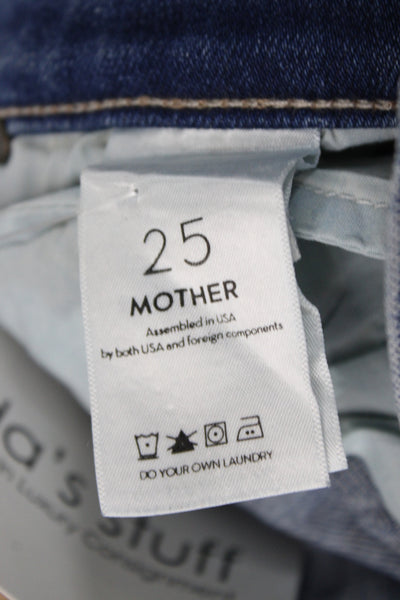 Mother Womens Cropped Blue High Rise Jeans Button Fly 30in Size 25