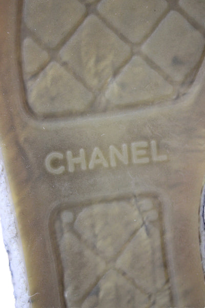 Chanel Womens Satin Logo Cap Toe Espadrille Flats Black Size 39 9